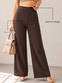 VORA LABEL Women Cotton Solid Relaxed Fit Palazzo Pants - Cream
