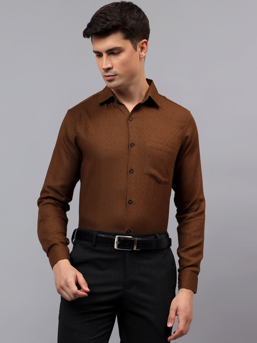 VORA LABEL Men Cotton Solid Regular Fit Casual Shirt - Black