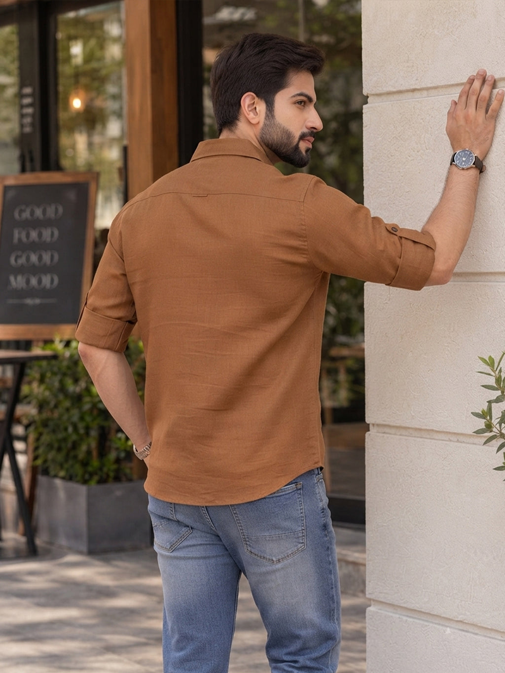 VORA LABEL Men’s Cotton Blend Solid Kurta | Mandarin Collar Full Sleeve Kurta with Pocket | Casual & Festive Wear
