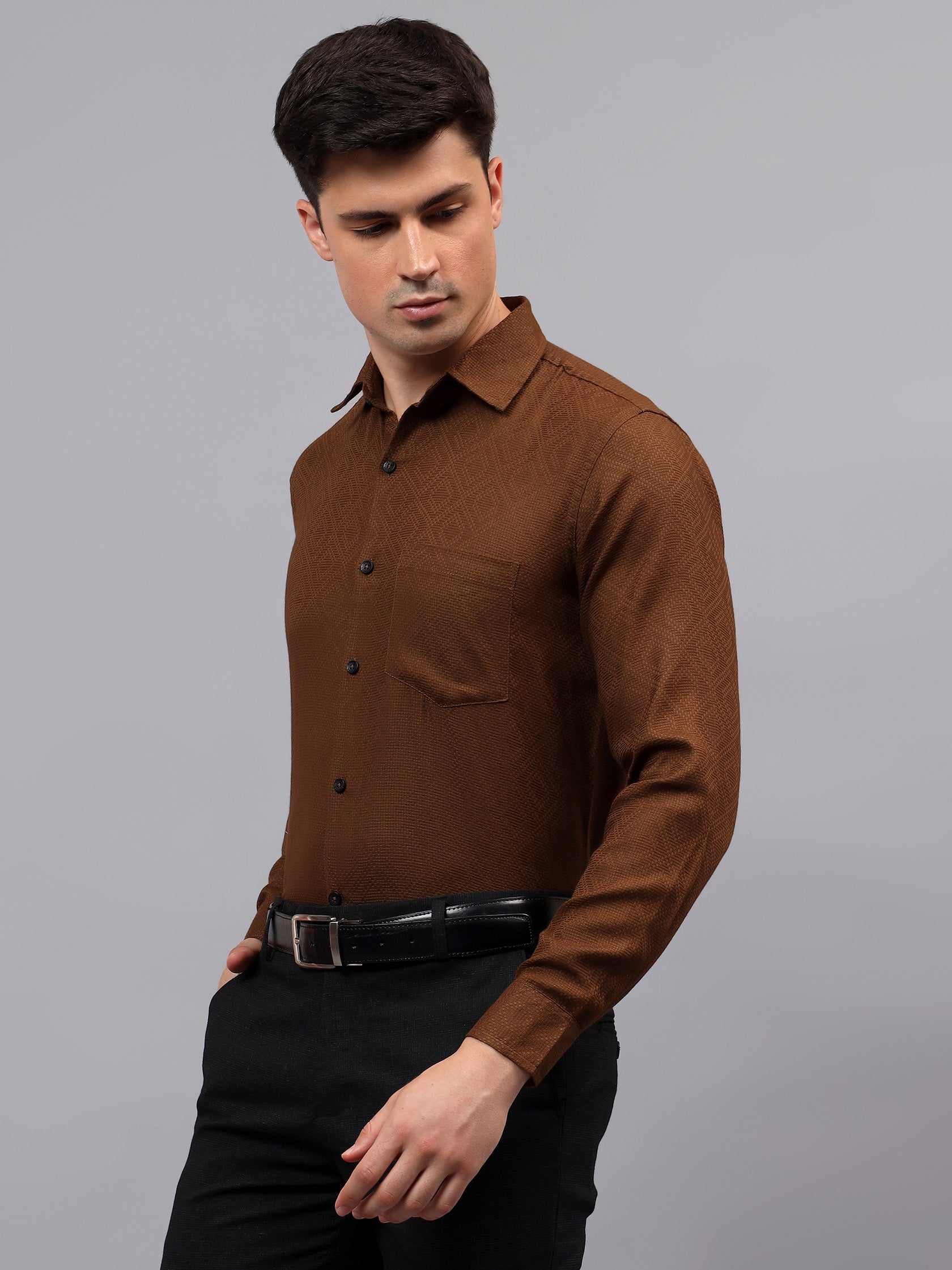 VORA LABEL Men Cotton Solid Regular Fit Casual Shirt - Black Secondary image