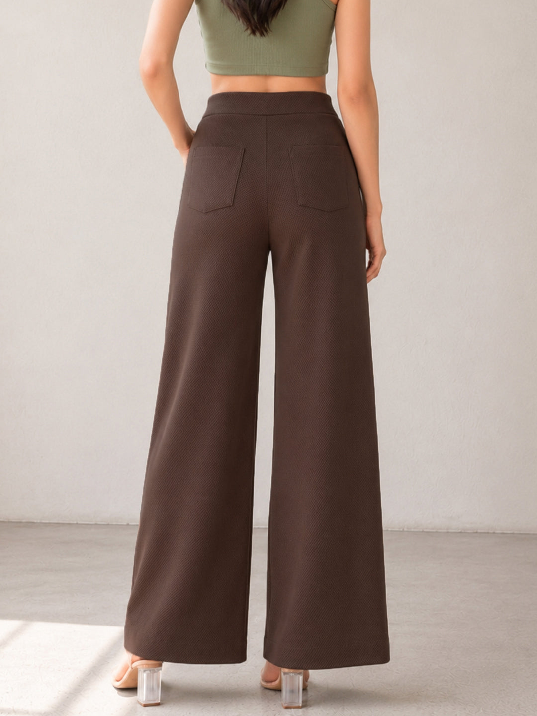 VORA LABEL Women Cotton Solid Relaxed Fit Palazzo Pants - Cream