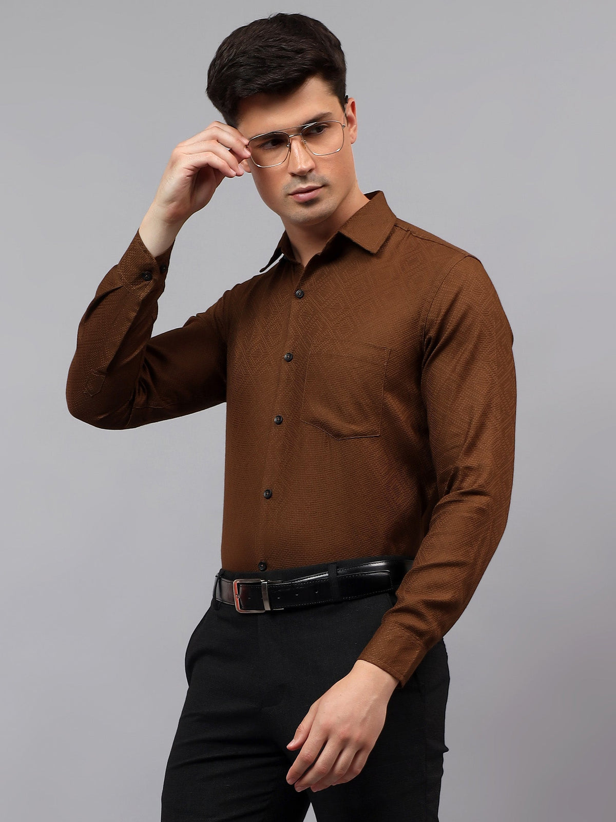 VORA LABEL Men Cotton Solid Regular Fit Casual Shirt - Black