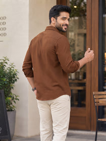 VORA LABEL Men’s Solid Cotton Blend Shirt | Full Sleeve Casual & Formal Shirt