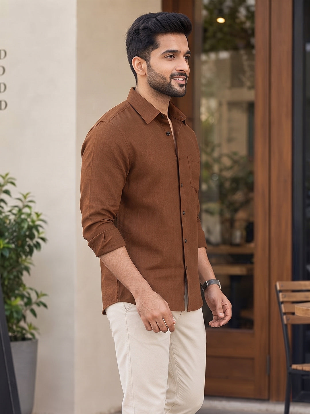 VORA LABEL Men’s Solid Cotton Blend Shirt | Full Sleeve Casual & Formal Shirt