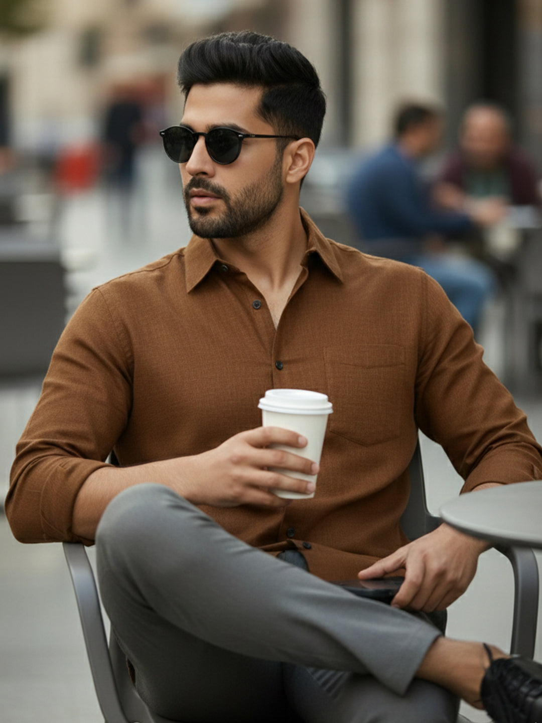 VORA LABEL Men’s Solid Cotton Blend Shirt | Full Sleeve Casual & Formal Shirt