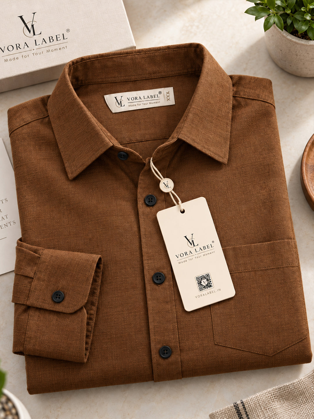 VORA LABEL Men’s Solid Cotton Blend Shirt | Full Sleeve Casual & Formal Shirt