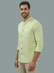 VORA LABEL Men Cotton Regular Fit Mandarin Collar Casual Shirt - Pink