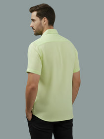 VORA LABEL Men Cotton Regular Fit Spread Collar Casual Shirt - Yellow