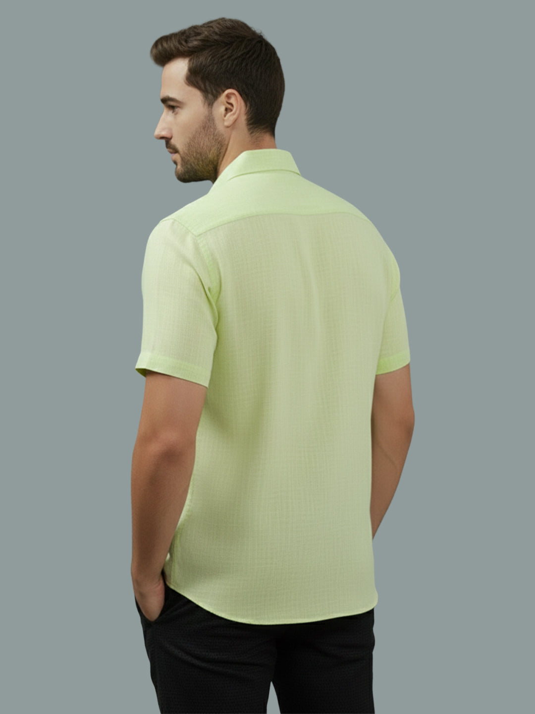 VORA LABEL Men Cotton Regular Fit Spread Collar Casual Shirt - Yellow