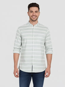 VORA LABEL Men Cotton Striped Spread Collar Short Kurta - White