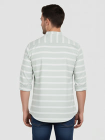 VORA LABEL Men Cotton Striped Spread Collar Short Kurta - White