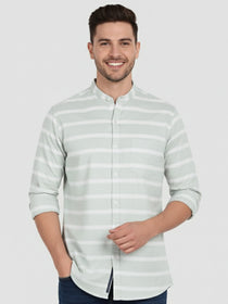 VORA LABEL Men Cotton Striped Spread Collar Short Kurta - White