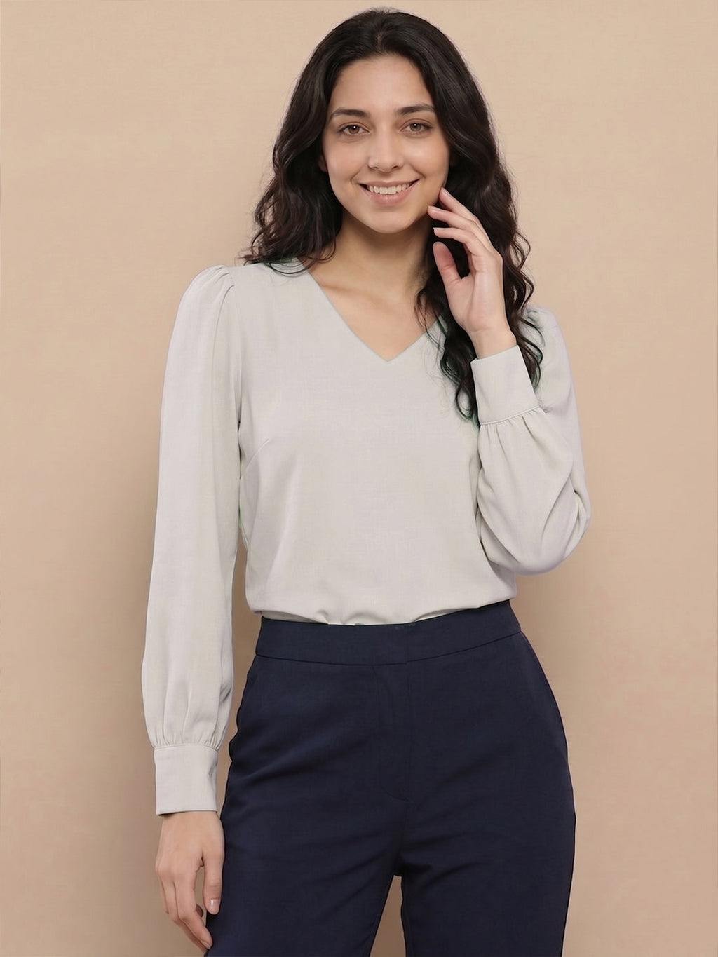 VORA LABEL Women Denim Solid Regular Fit Top - Sky Blue