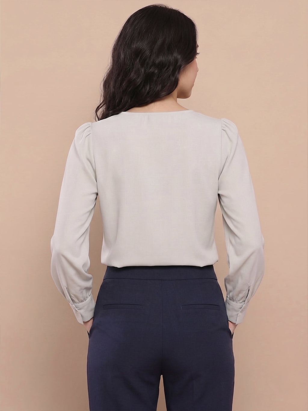 VORA LABEL Women Denim Solid Regular Fit Top - Sky Blue