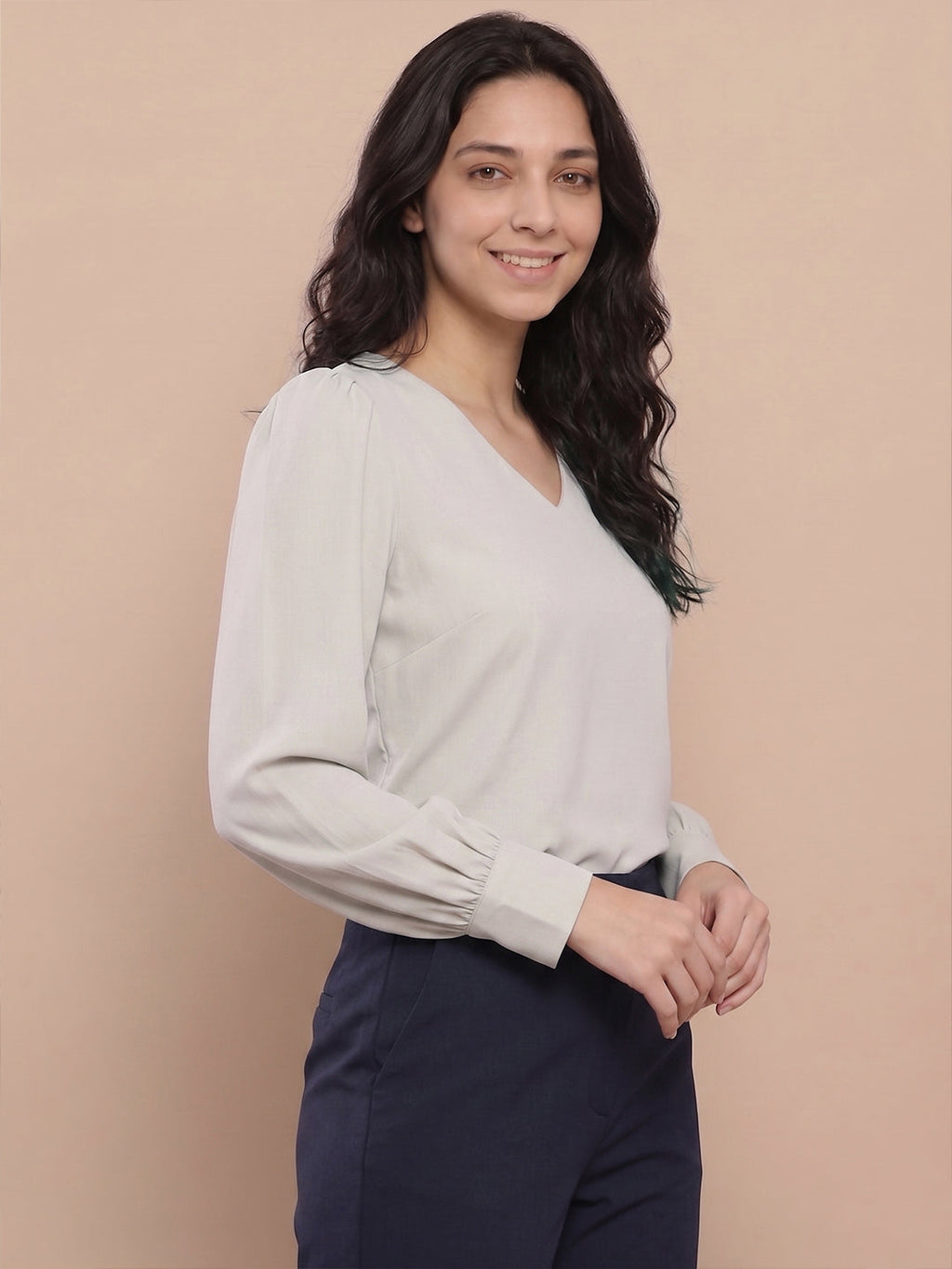 VORA LABEL Women Denim Solid Regular Fit Top - Sky Blue