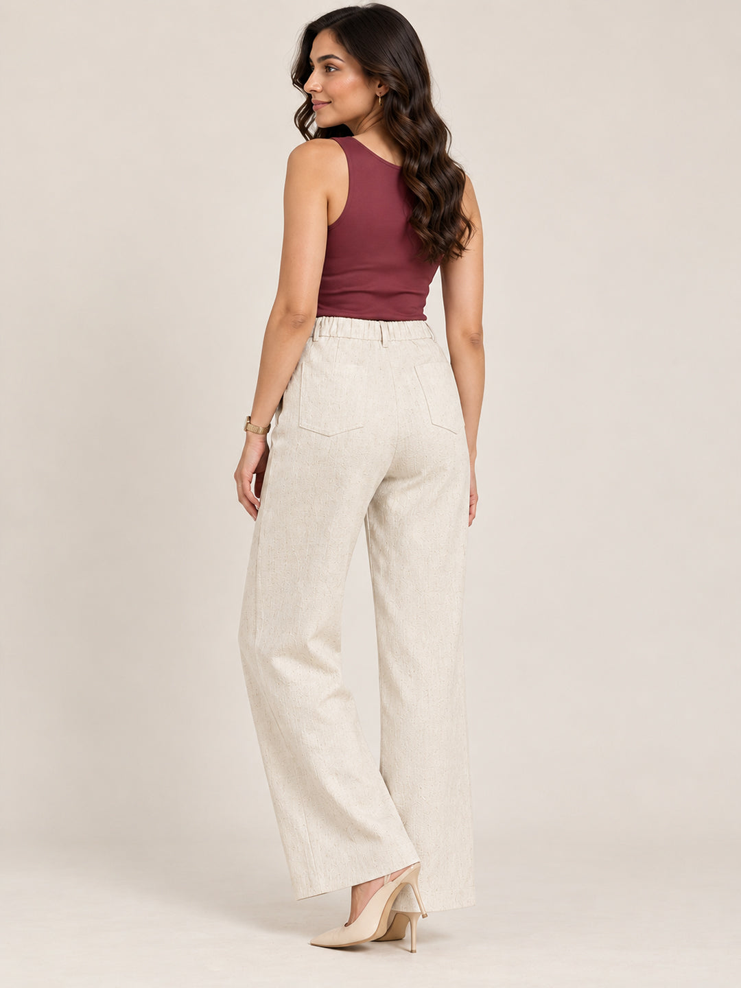 VORA LABEL Beige Color Trousers For Women And Girls Secondary image
