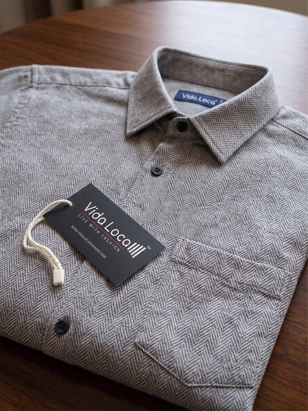 VORA LABEL Men Cotton Printed Regular Fit Casual Shirt - Dark Grey