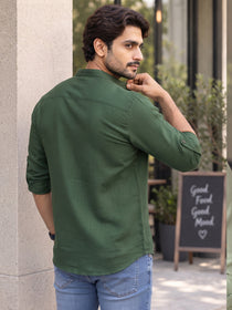 VORA LABEL Men’s Cotton Blend Solid Kurta | Mandarin Collar Full Sleeve Kurta | Casual & Festive Wear