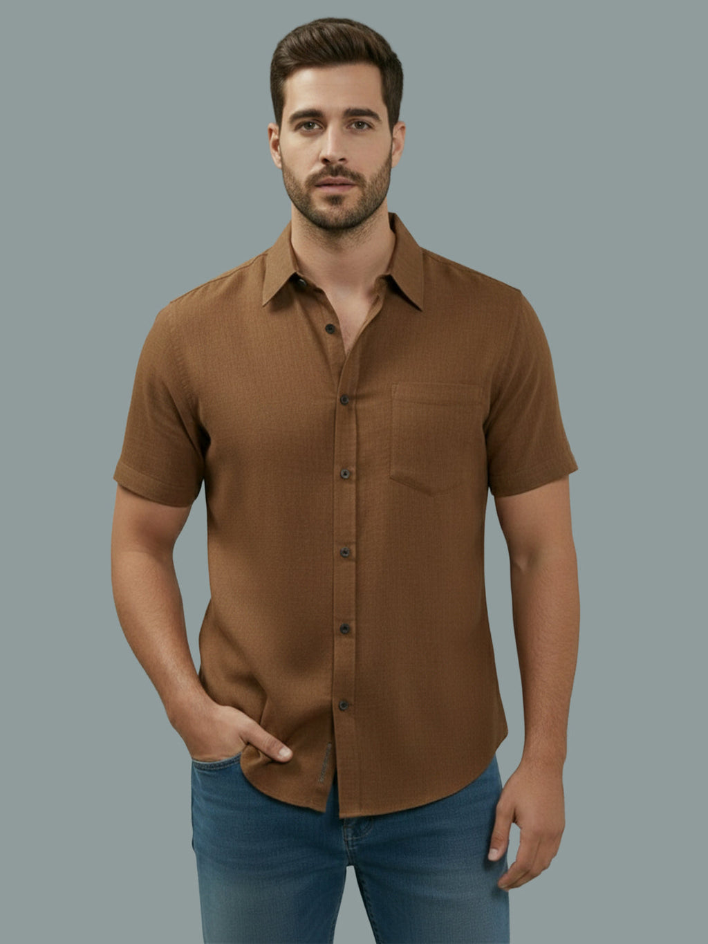 VORA LABEL Men Cotton Regular Fit Spread Collar Casual Shirt - Yellow