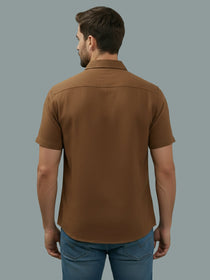 VORA LABEL Men Cotton Regular Fit Spread Collar Casual Shirt - Yellow