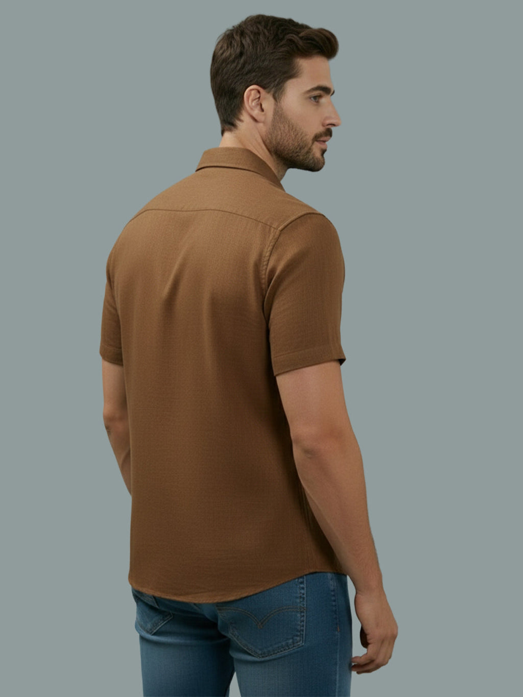 VORA LABEL Men Cotton Regular Fit Spread Collar Casual Shirt - Yellow