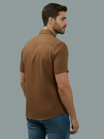 VORA LABEL Men Cotton Regular Fit Spread Collar Casual Shirt - Yellow