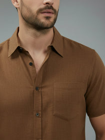 VORA LABEL Men Cotton Regular Fit Spread Collar Casual Shirt - Yellow
