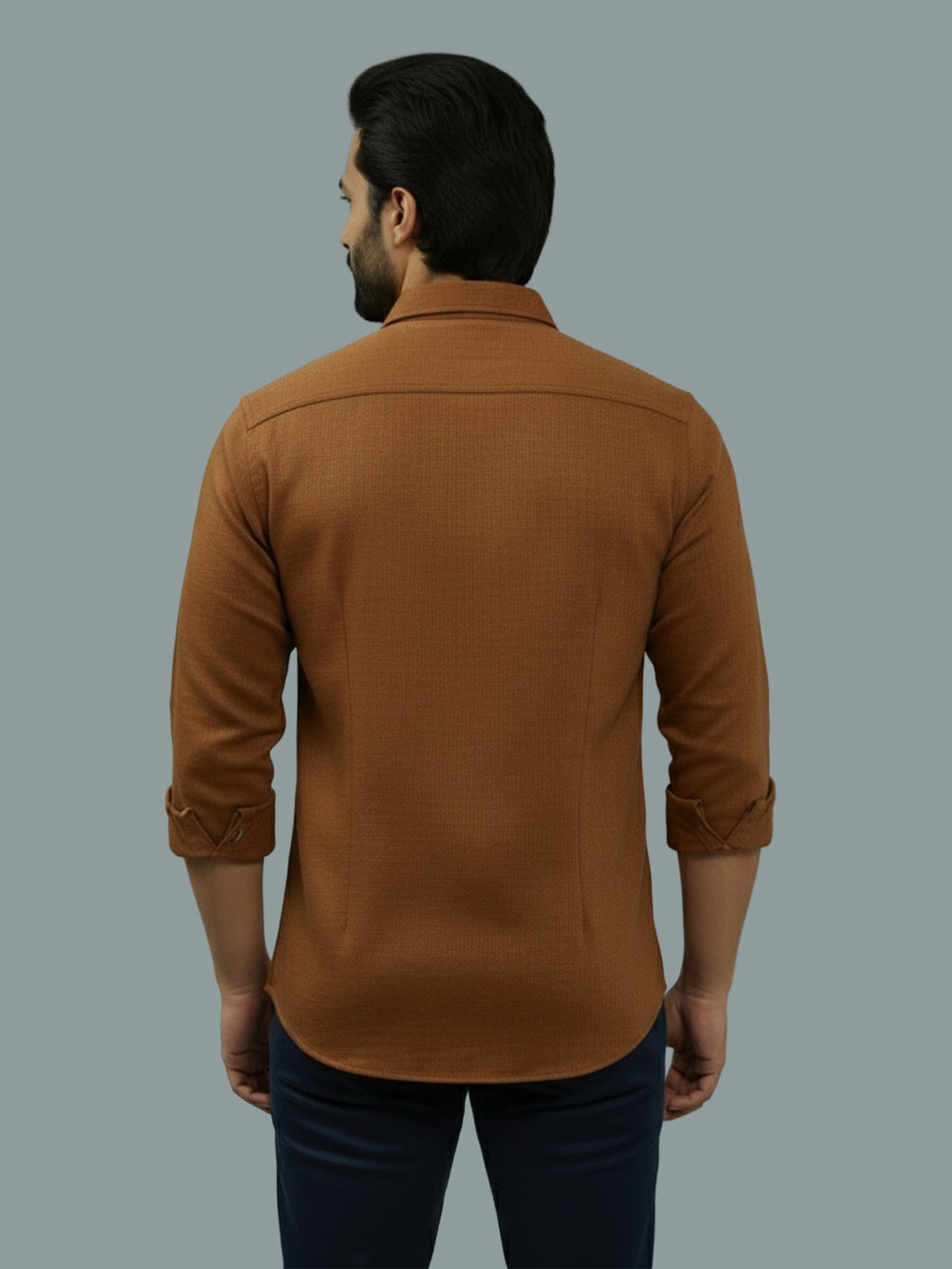 VORA LABEL Men Cotton Regular Fit Spread Collar Casual Shirt - Green