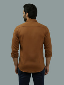 VORA LABEL Men Cotton Regular Fit Spread Collar Casual Shirt - Green