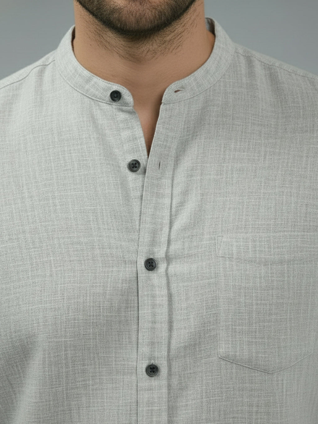 VORA LABEL Men Cotton Regular Fit Mandarin Collar Casual Shirt - Pink