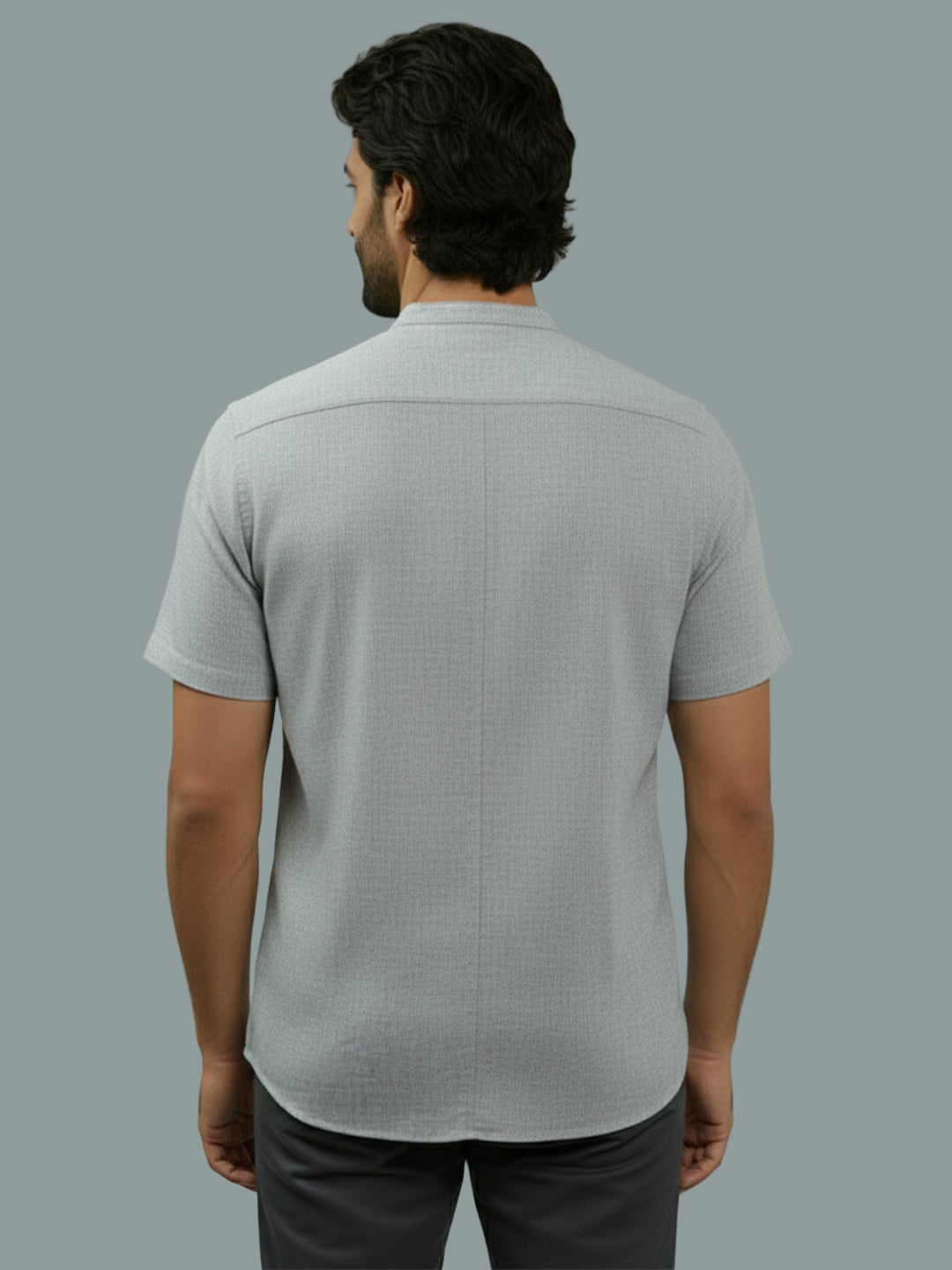 VORA LABEL Men Cotton Regular Fit Mandarin Collar Casual Shirt - White