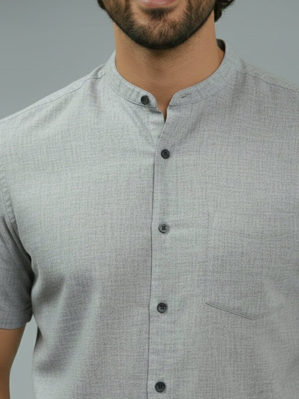 VORA LABEL Men Cotton Regular Fit Mandarin Collar Casual Shirt - White