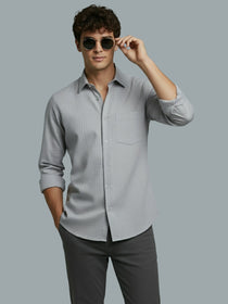 VORA LABEL Men Cotton Solid Regular Fit Spread Collar Casual Shirt - Black