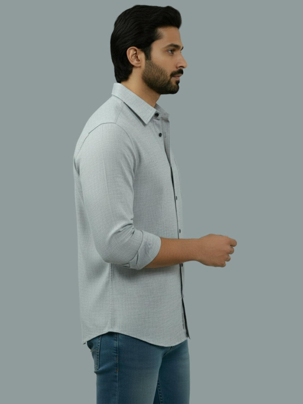 VORA LABEL Men Cotton Regular Fit Spread Collar Casual Shirt - Green