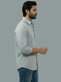 VORA LABEL Men Cotton Regular Fit Spread Collar Casual Shirt - Green