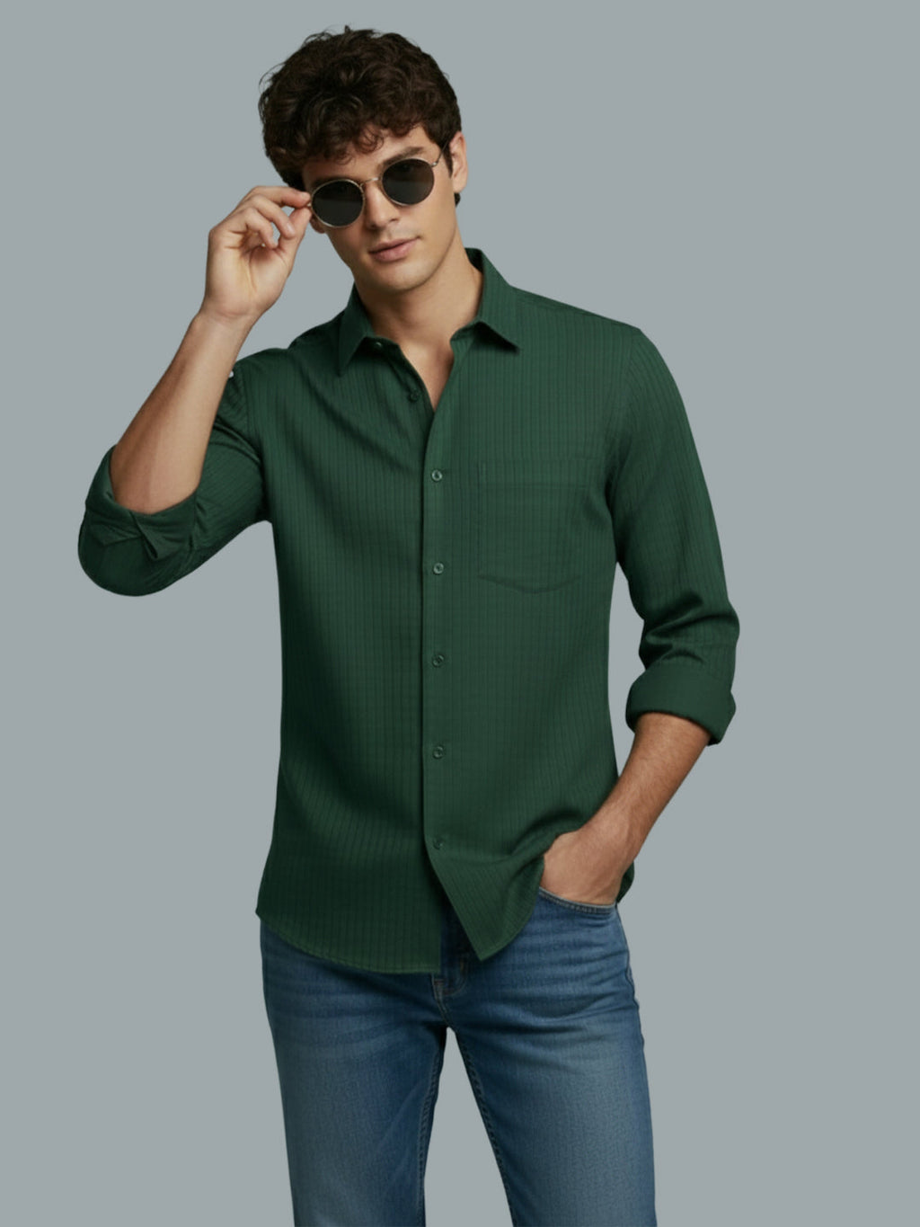 VORA LABEL Men Cotton Solid Regular Fit Spread Collar Casual Shirt - Black