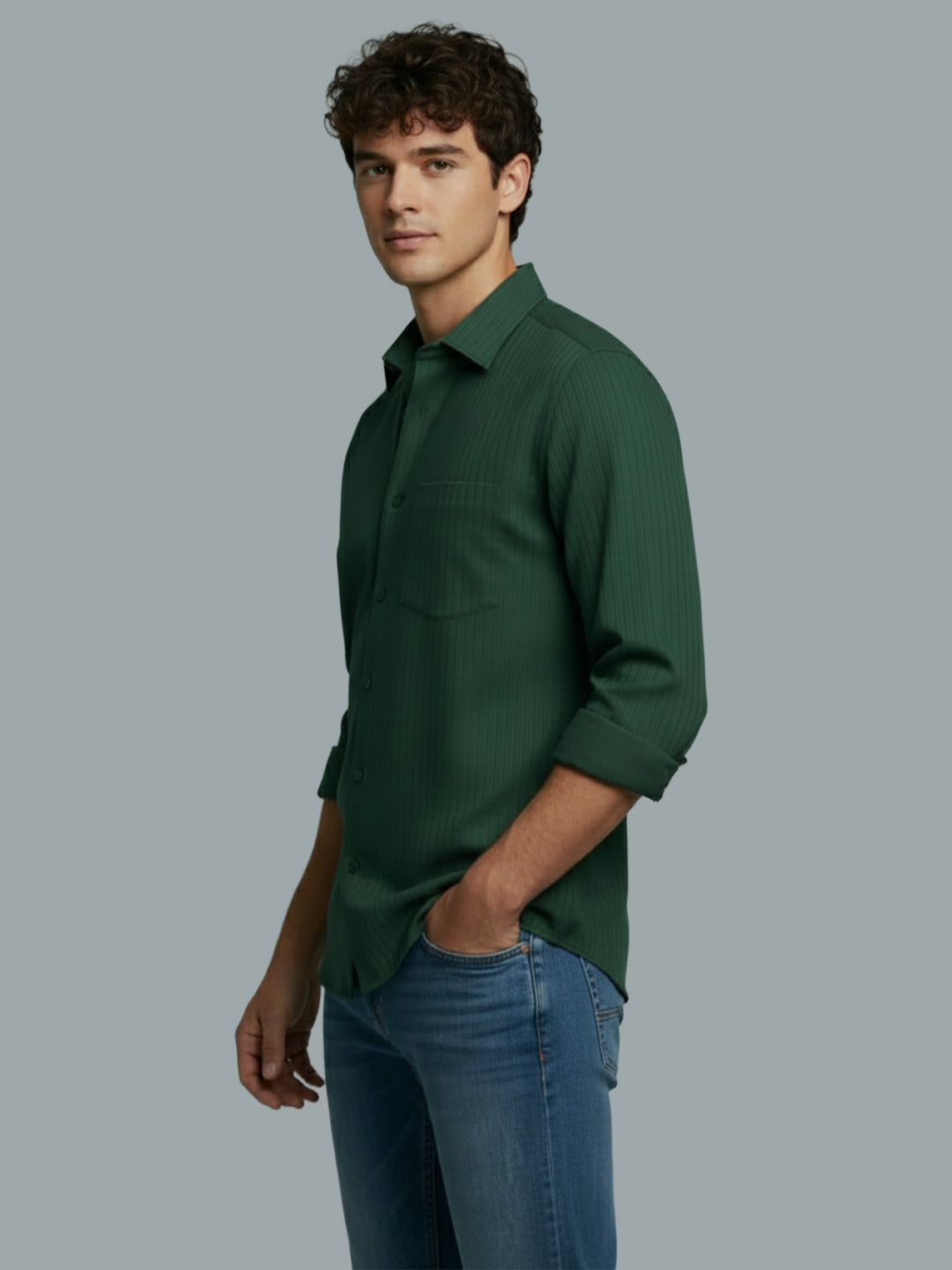 VORA LABEL Men Cotton Solid Regular Fit Spread Collar Casual Shirt - Black