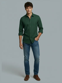 VORA LABEL Men Cotton Solid Regular Fit Spread Collar Casual Shirt - Black