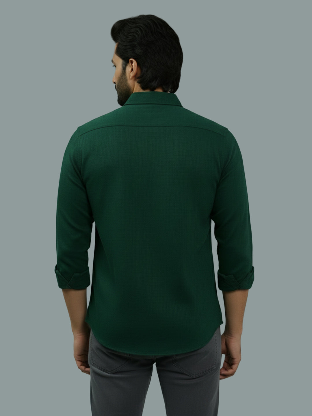 VORA LABEL Men Cotton Regular Fit Spread Collar Casual Shirt - Green