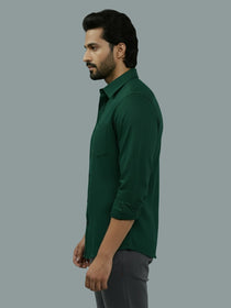 VORA LABEL Men Cotton Regular Fit Spread Collar Casual Shirt - Green