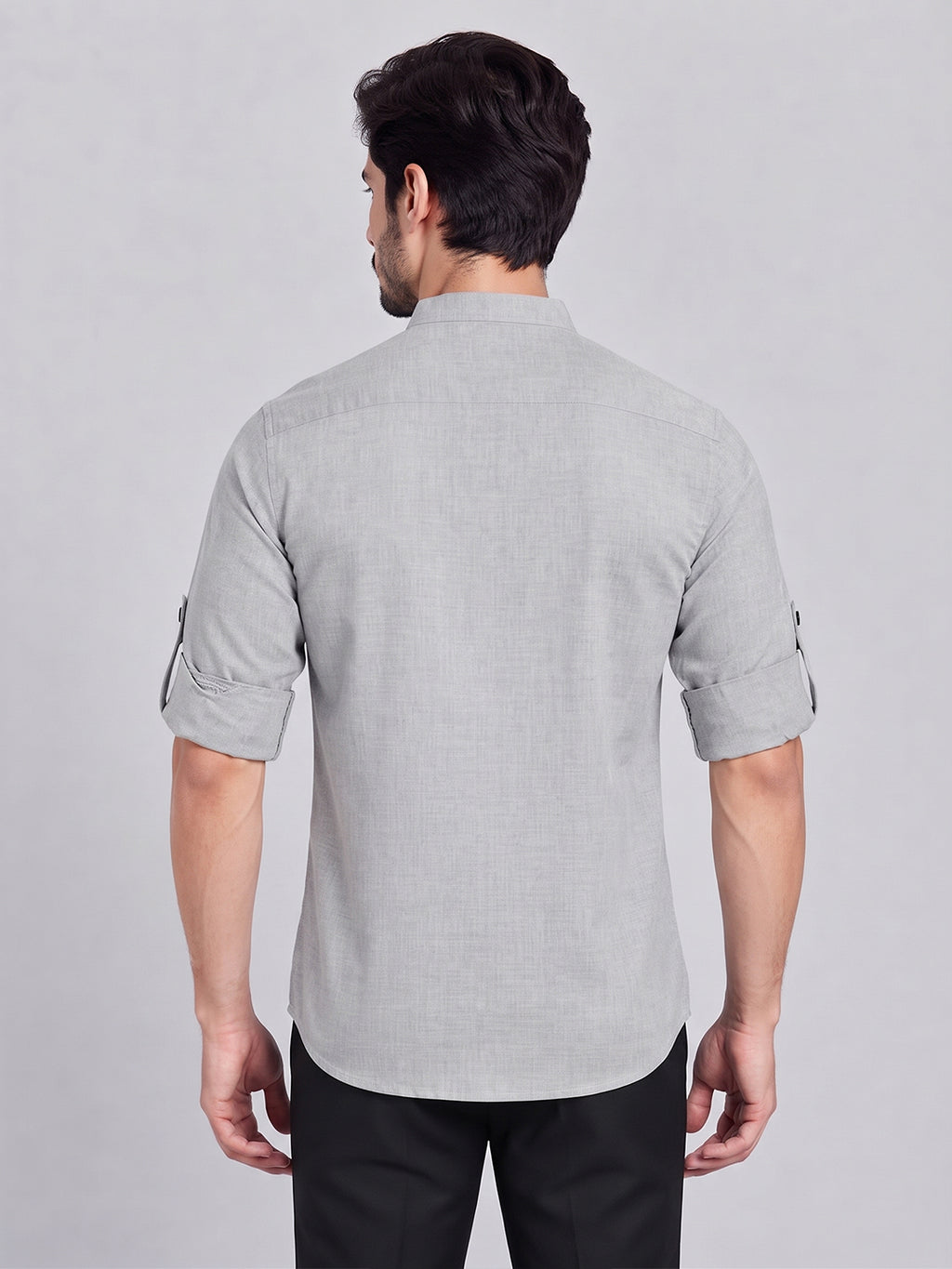VORA LABEL Men’s Pure Cotton Solid Mandarin Collar Kurta | Full Sleeves with Roll-Up Tab | Casual & Smart Casual Wear