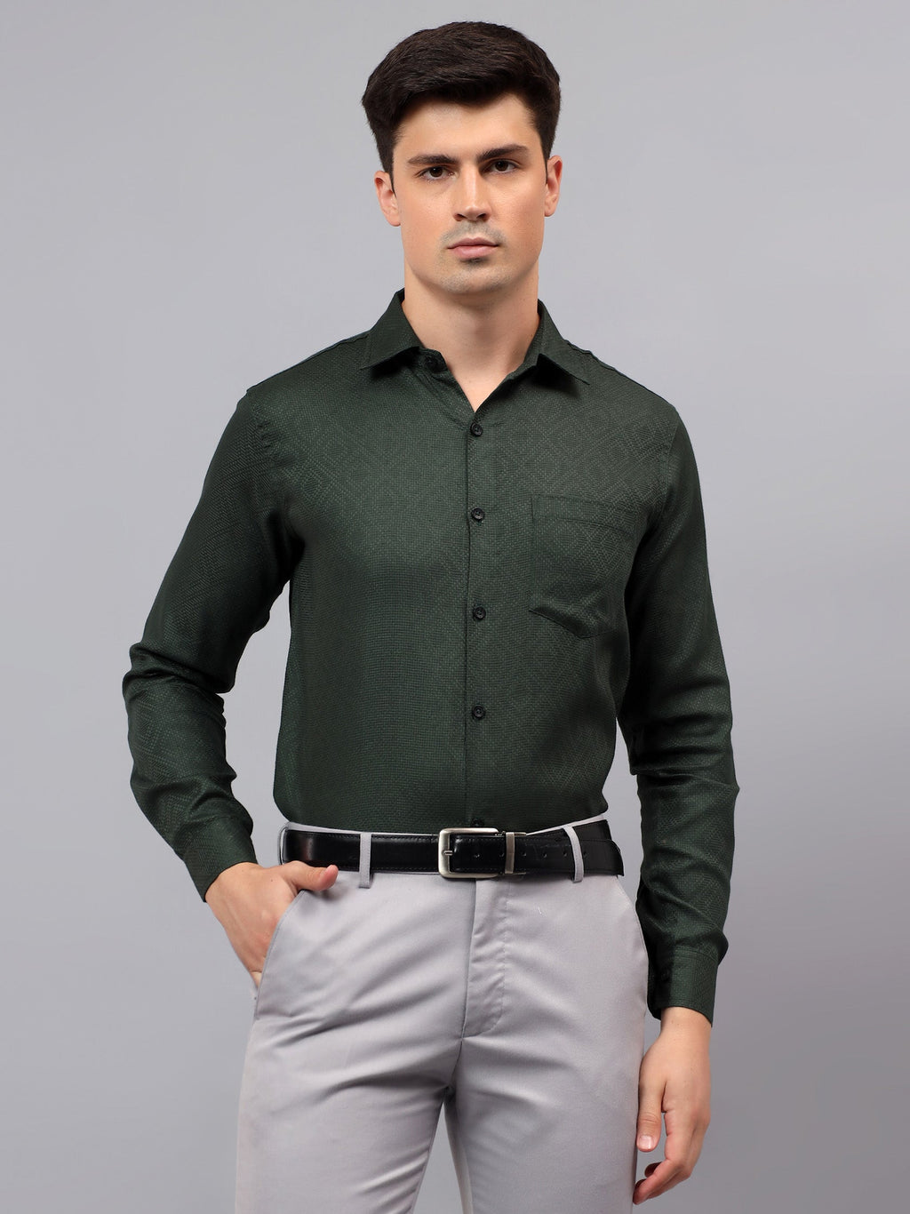VORA LABEL Men Cotton Solid Regular Fit Casual Shirt - Black