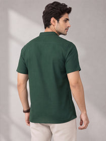 VORA LABEL Men’s Cotton Blend Mandarin Collar Half Kurta | Short Sleeve Solid Casual Wear
