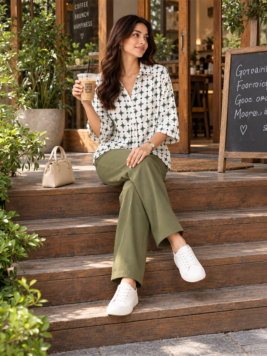 VORA LABEL Women’s Pure Cotton Printed Top | 3/4 Sleeve Relaxed Fit Collared Casual & Office Wear Shirt