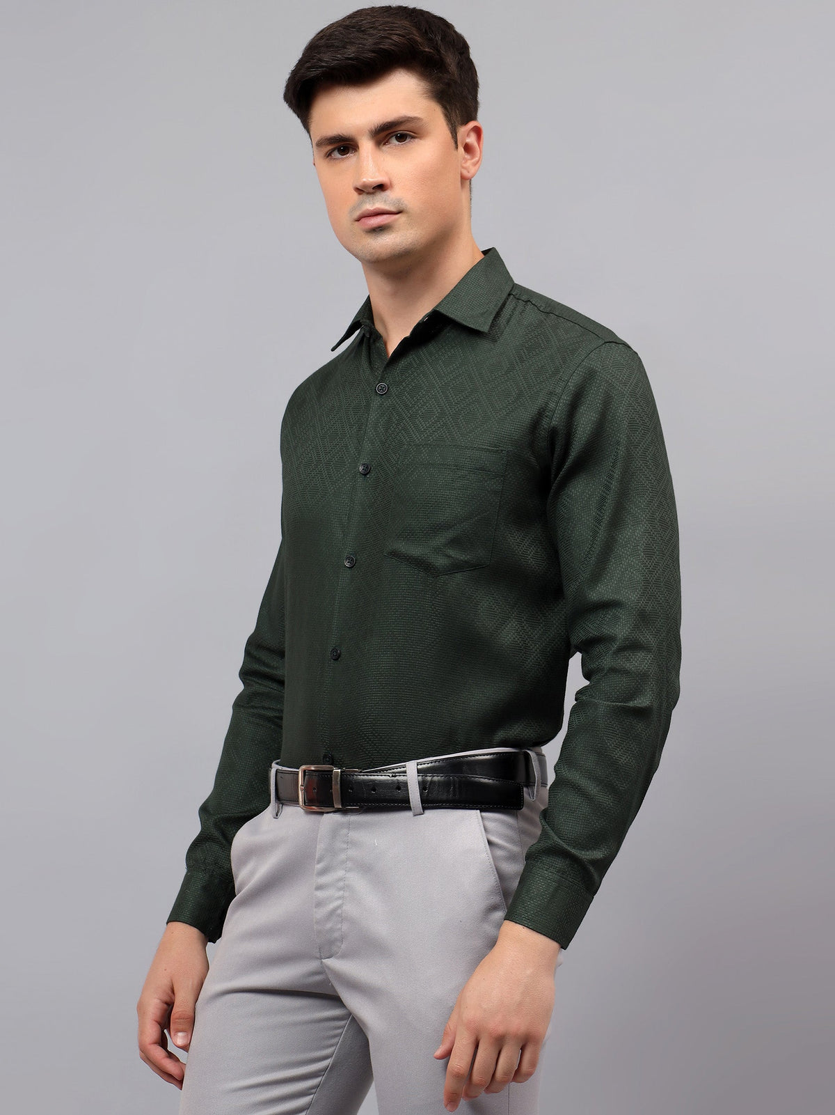 VORA LABEL Men Cotton Solid Regular Fit Casual Shirt - Black