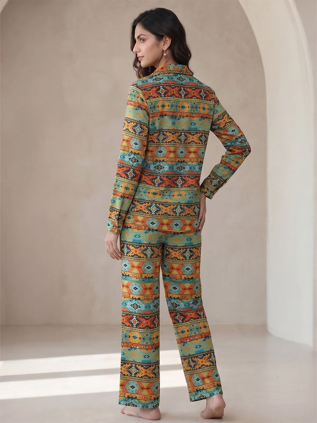 VORA LABEL Women's Two Piece Set, Baby Green, Shirts with Wide Leg Trousers, Full Sleeve Secondary image