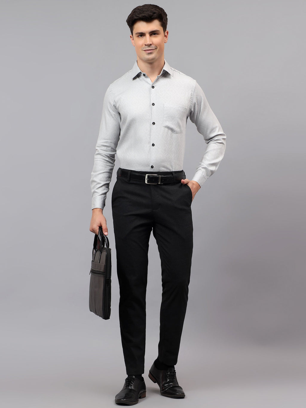VORA LABEL Men Cotton Solid Regular Fit Casual Shirt - Black