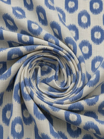 VORA LABEL Men Cotton Printed Regular Fit Mandarin Collar Short Kurta - Rayal Blue