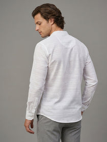 VORA LABEL Men Cotton Striped Full Sleeve Short Kurta - White