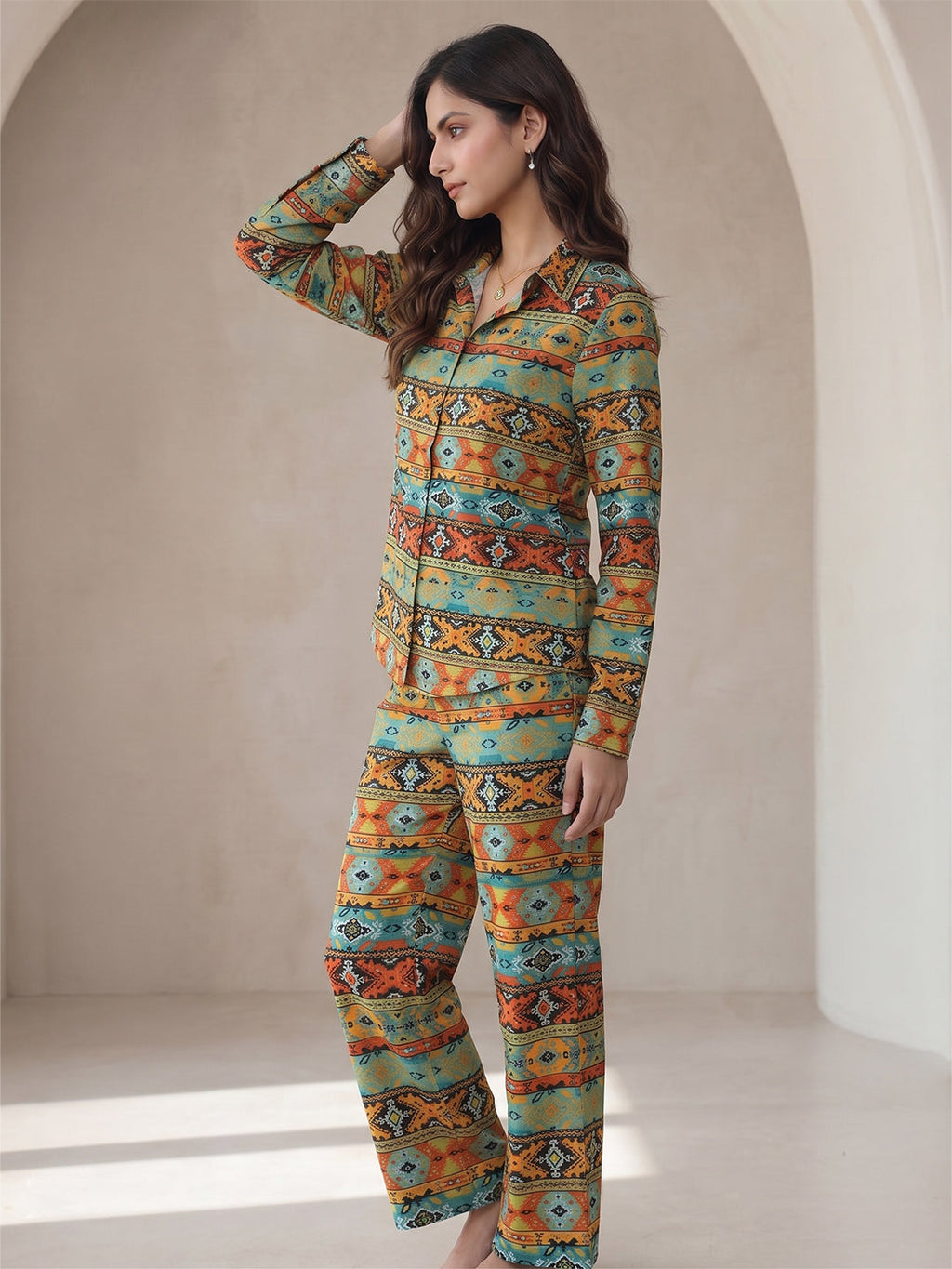 VORA LABEL Women Viscose Rayon Floral Printed Regular Fit Co-ord Set - Green